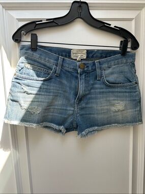 Current/Elliott Women's Blue Denim Cutoff Shorts - Casual Raw Hem